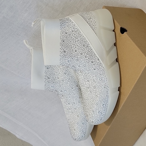 Women's Slippers Knitted Rhinestone Breathable Comfortable High Top Elastic Sock - Picture 3 of 6